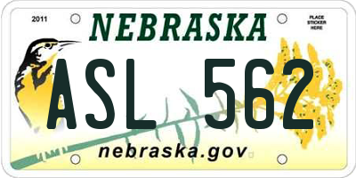 NE license plate ASL562