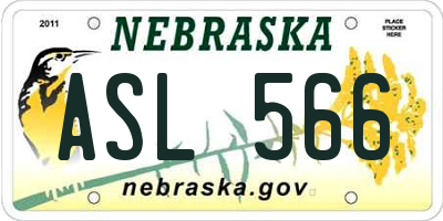 NE license plate ASL566