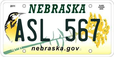 NE license plate ASL567