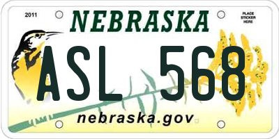NE license plate ASL568