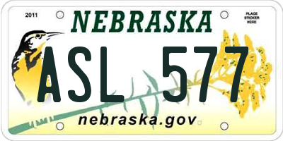 NE license plate ASL577
