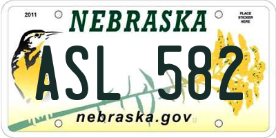 NE license plate ASL582