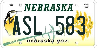 NE license plate ASL583