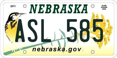 NE license plate ASL585