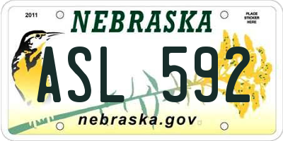 NE license plate ASL592