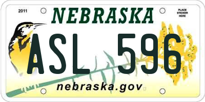 NE license plate ASL596