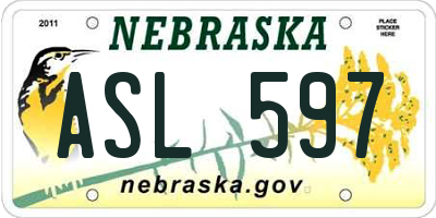 NE license plate ASL597