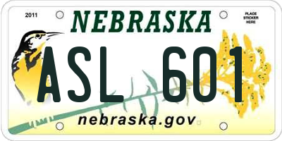 NE license plate ASL601