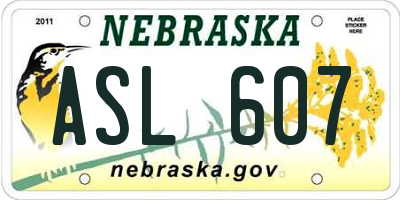 NE license plate ASL607