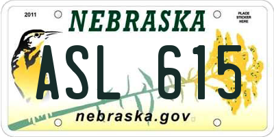 NE license plate ASL615