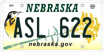NE license plate ASL622