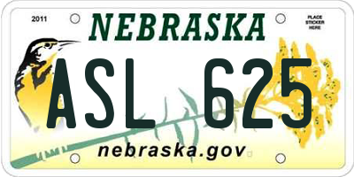 NE license plate ASL625