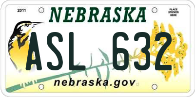 NE license plate ASL632