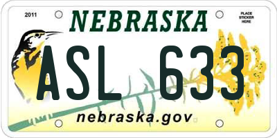 NE license plate ASL633