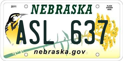 NE license plate ASL637