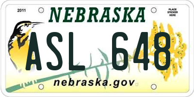 NE license plate ASL648
