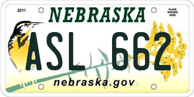NE license plate ASL662