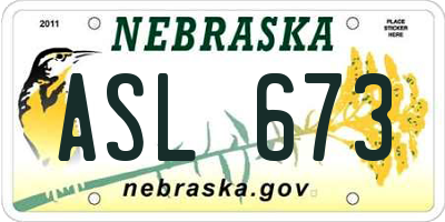 NE license plate ASL673