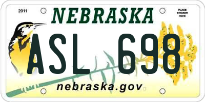 NE license plate ASL698