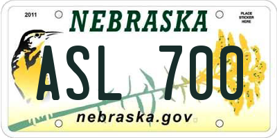 NE license plate ASL700