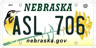 NE license plate ASL706