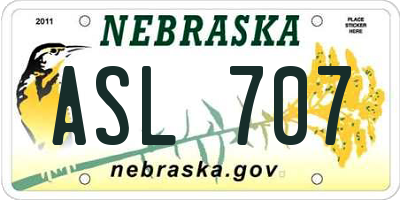 NE license plate ASL707