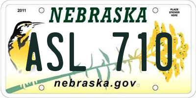 NE license plate ASL710