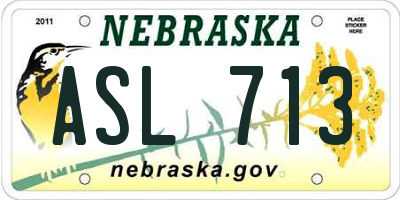 NE license plate ASL713