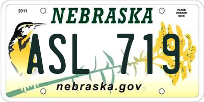 NE license plate ASL719