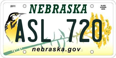 NE license plate ASL720