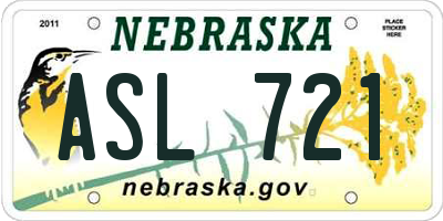 NE license plate ASL721
