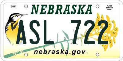 NE license plate ASL722