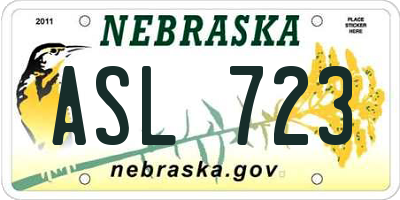 NE license plate ASL723