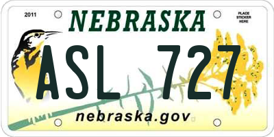 NE license plate ASL727