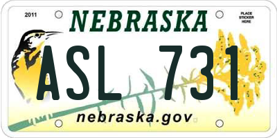NE license plate ASL731