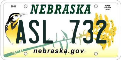 NE license plate ASL732