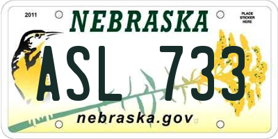 NE license plate ASL733