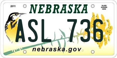 NE license plate ASL736