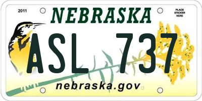 NE license plate ASL737