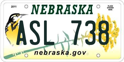 NE license plate ASL738