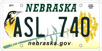 NE license plate ASL740