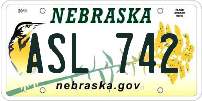 NE license plate ASL742