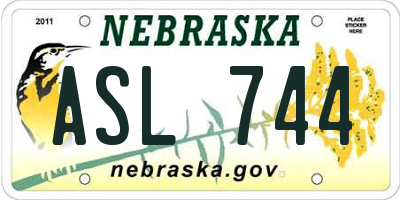 NE license plate ASL744