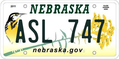 NE license plate ASL747