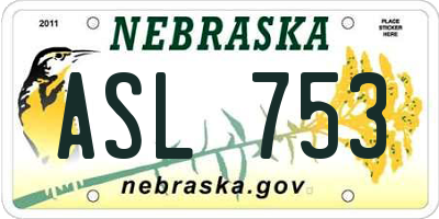 NE license plate ASL753