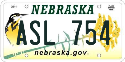 NE license plate ASL754