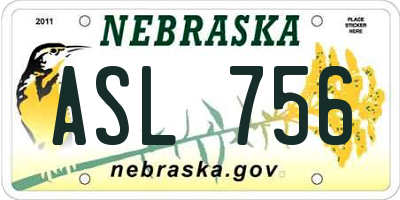 NE license plate ASL756