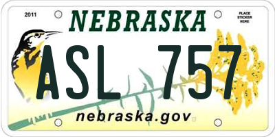 NE license plate ASL757