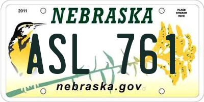 NE license plate ASL761