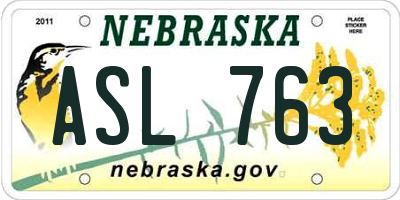 NE license plate ASL763